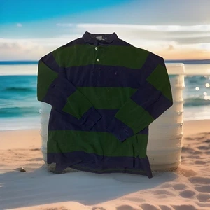 Polo Ralph Lauren Rugby Vintage Camicia Uomo XL Verde Blu Pony Stampede Vestibilità Personalizzata - Foto 1 di 2