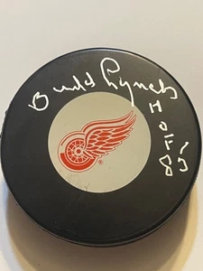 Detroit Red Wings BUDD LYNCH signierter Hockey Puck - Bild 1 von 1