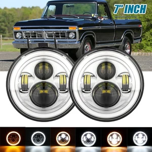 For Ford Mustang 1965-1973 Pair 7" Inch LED Headlights w/ DRL Turn Signal Light - Bild 1 von 12