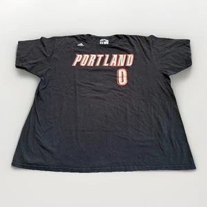 Adidas Mens Black Portland Trail Blazers Damian Lillard #0 T Shirt Size 2XL XXL - Picture 1 of 8