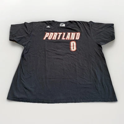 Adidas Mens Black Portland Trail Blazers Damian Lillard #0 T Shirt Size 2XL XXL - Image 1 of 4
