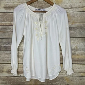 Authentic Vintage Star of India Bohemian M weiß Hippie bestickt Bluse - Bild 1 von 7
