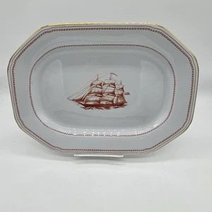 Spode Trade Winds Red With Gold Trim Platter Serving Tray 12”X9” Ship Pepperell - Picture 1 of 3