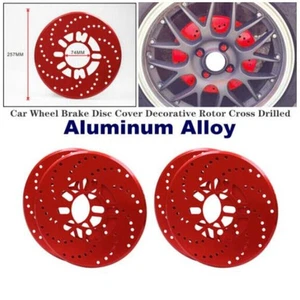 4PCSAluminium Car Wheel Brake Disc Cover Vehicle Decorative Rotor Cross Drilled - Picture 1 of 9