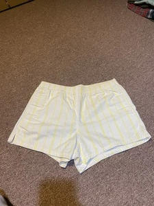 Vintage 1990s Gap Sport Yellow And Cream Striped Short Shorts - Picture 1 of 10