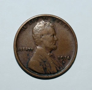 183b. A 1914 D LINCOLN WHEAT CENT KEY - IN AS SHOWN FINE CONDITION - Picture 1 of 2