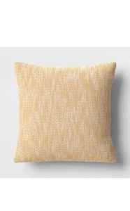 Textured Woven Cotton Square Throw Pillow Yellow- Room Essentials™: Dobby Cotton - Picture 1 of 4