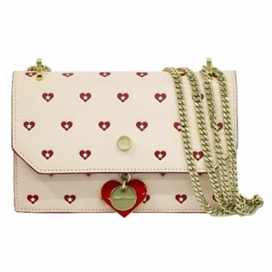 Bolso Bandolera Jimmy Choo Finley Corazón Cuero Cadena Hombro Rosa JAPÓN - Imagen 1 de 9