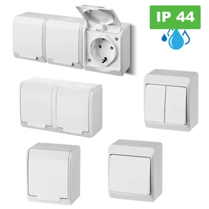 Aufputz / Schalter / Taster / Steckdose mehrfach / IP44 Feuchtraum / weiß - Bild 1 von 47