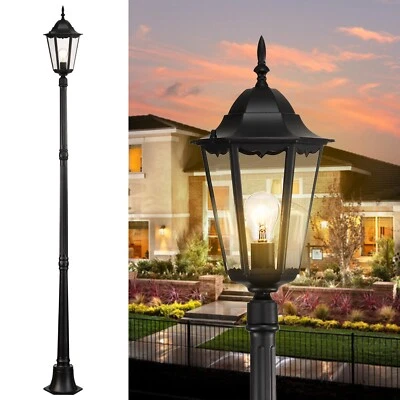 84" Black Adjustable Outdoor Lamp Post Light-Hardwired,Weatherproof,Yard,Garden - Image 1 of 4