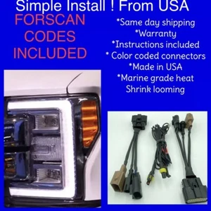 2017 2018 2019 Ford F250 350 + Headlight Halogen To LED Conversion Adapter - Picture 1 of 4