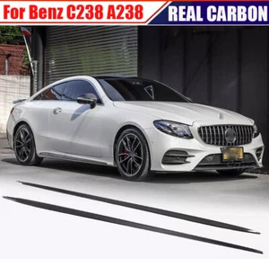 REAL CARBON Side Skirts Extension Lip Fit For Benz C238 A238 E400 E500 2017-2018 - Foto 1 di 16