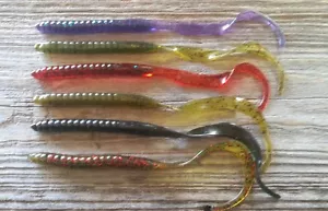 50ct 8" Ribbon Tail Worms 6 colors to choose from bass SOFT PLASTIC USA made - Picture 1 of 7