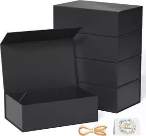 5 Pack Black Gift Box, 9.5X6X3'' Gift Boxes for Presents with Lids Magnetic Clos - Picture 1 of 12