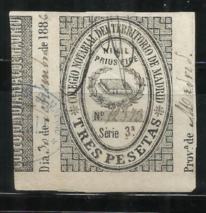 Q525D-SPAIN REVENUE FISCAL COLEGIO NOTARIAL MADRID 3 PESETAS DATA 188.. SERIE 3 - Imagen 1 de 1