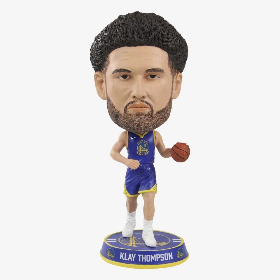 Camiseta visitante Klay Thompson Golden State Warriors Bighead Bobblehead NBA Foto 1 de 1