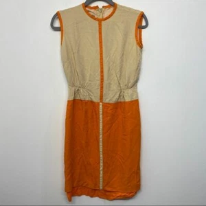 Vintage Mod 70's Color Block Mini Dress Orange Cream Tank XS? - Picture 1 of 6