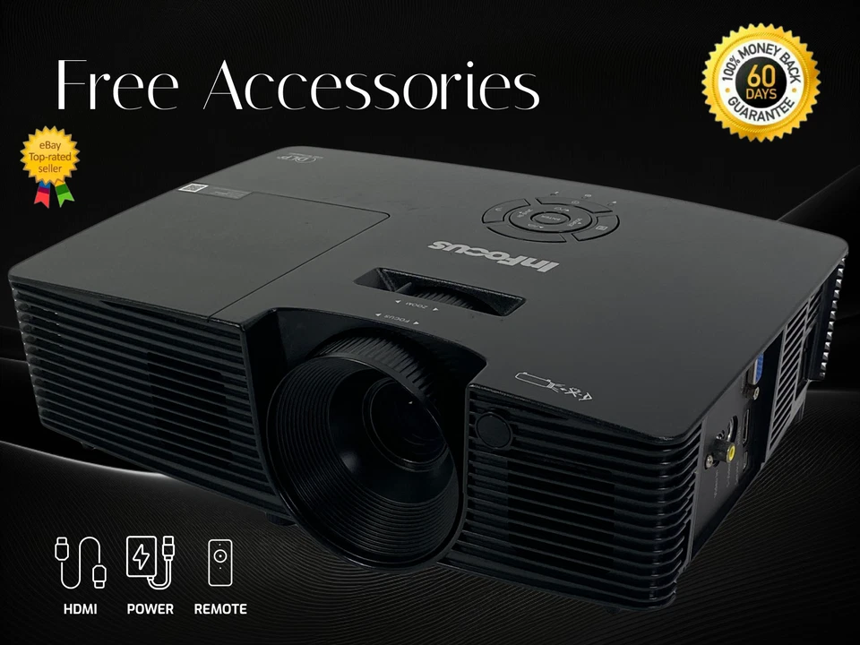 3800 ANSI DLP Projector for Home Theater Games Full HD 3D 1080p HDMI w/Bundle - Image 1 of 4