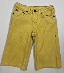 True Religion Shorts 8 Yellow Bermuda Raw Hem Cotton Flap Pocket Unisex - Picture 1 of 4