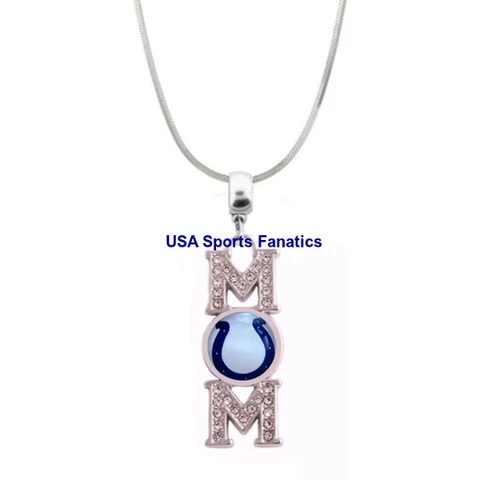 Indianapolis Colts MOM Necklace With Rhinestones On A 925 SS Snake Chain 5 Sizes Cover