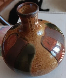 POTTERY VASE - PETITE RICH AUTUMN EARTH TONES/HUES 3.5 INCHES TALL - Picture 1 of 9