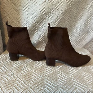 Joie Neely Block Heel Sock Knit Stretchy Ankle Boot Shoes Brown Size 7.5 - Picture 1 of 7