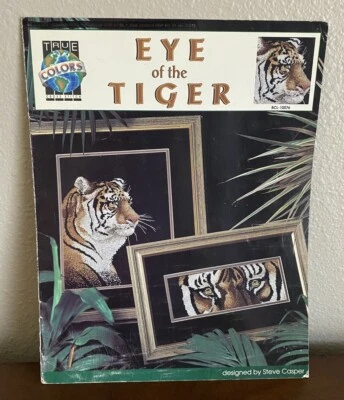 EYE OF THE TIGER 2 Designs Orange & White Big Cat Counted Cross Stitch Pattern - Image 1 of 4