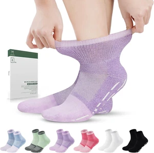 Bulinlulu Bamboo Viscose Diabetic Socks with Grippers for Men Women -6 Pairs Non - Picture 1 of 12