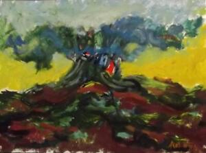 AKOS BIRO 1911-2002 PICASSO PERIOD Abstract Landscape Oil Painting OAK TREE