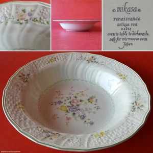 Tazón redondo de verduras Mikasa Japón renacentista ROSA ANTIGUO D4952 10". Borde verde - Imagen 1 de 8
