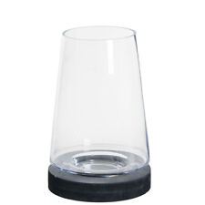 Medium Glass Cone Dome Candle Holder with Open Top & Black Base 27 cm by Tobs