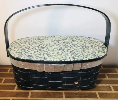 Винтажный 1972 ручной работы расписной сплетенный деревянный планки коробка сумочки абалона оболочка 5 X 10" - Изображение 1 из 4