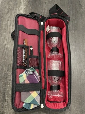 Bolso de Vino Picnic Plus con Abridor de Botellas Borgoña Aislado Correa Ajustable Foto 1 de 3