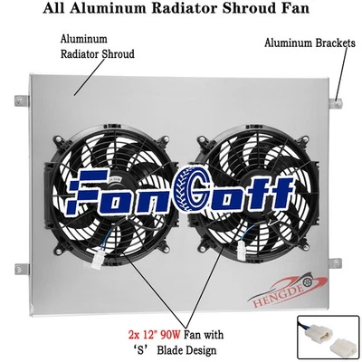 Aluminum Shroud 2 x 12'' Fan Fit 2000-2006 2004 Toyota Tundra 3.4L 4.0L CC2320 Foto 1 de 4