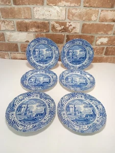 Spode Blue Italian Set Of 6 Side Plates. Diameter 19 cms - Picture 1 of 5