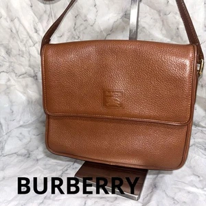 Burberry Nova Check Shoulder Bag Shadow Horse Leather Camel Japan F/S USED - Picture 1 of 24
