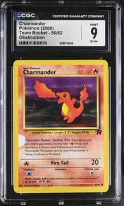 Pokemon 2000 CGC 9 MINT Charmander Obstruction ERROR Team Rocket 50/82 - Picture 1 of 2