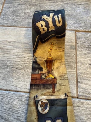 BYU Brigham Young University Necktie 100% Silk Tie Sports College Football Eagle - Image 1 of 4