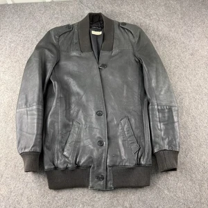 ALLSAINTS Strudwick Lederjacke Damen UK 8 Schwarz Grau Limited Edition Knopf - Bild 1 von 14