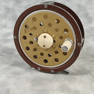 Vintage Japan Fly Fishing Reel Brown Metal Brass Spool 3 1/2 in Click Pawl - Picture 1 of 5
