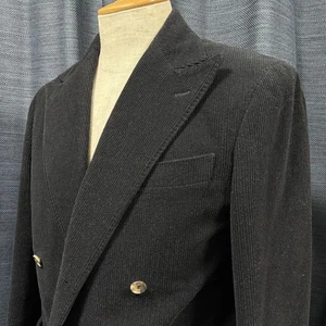 Camoshita UNITED ARROWS Black Corduroy Double Wool Cotton Jacket Men’s 44 Used - Picture 1 of 8