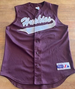 Authentic Majestic 90s Mesh Sleeveless Baseball Jersey Men M Medium Huskies USA - Picture 1 of 9