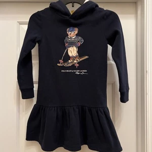 Polo Bear By Ralph Lauren Cozy Sweatshirt Hoodie Dress 6x - Picture 1 of 7