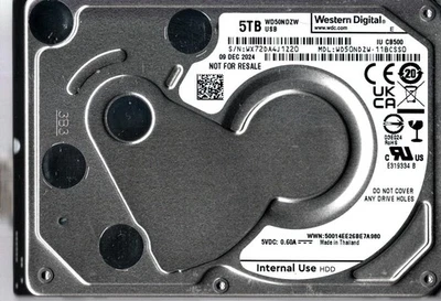 WD50NDZW-11BCSS0 S/N: WX72D WESTERN DIGITAL 5 TB TAILANDIA DIC 2024 Foto 1 de 2