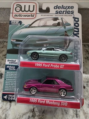 Auto World Pony Power Edición Limitada 95' Ford Probe GT y 85' Ford Mustang SVO Foto 1 de 4