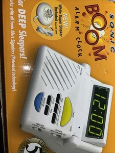 Sonic Boom White Alarm Clock With Bed Vibrator (new open box) - Picture 1 of 3