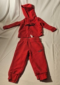 Puma Sudadera con Capucha y Pantalones Bebé Niños Niñas 6 - 9 Meses Rojo - Imagen 1 de 4