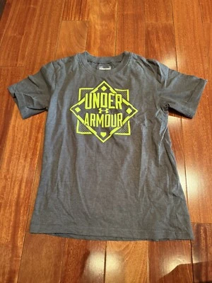 Under Armour Branded heatgear Boys Gray /Lime T-Shirt Size 7 - Image 1 of 3