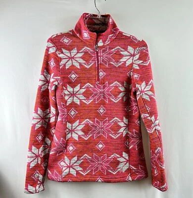 Pullover Spyder Snowflake Fair Isle polar 1/4 cremallera cuello falso para mujer talla 6 rosa Foto 1 de 4