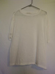 We the Free Womens Top Medium White Normcore Raw Hem Sheer Knit Oversized Boho - Picture 1 of 7